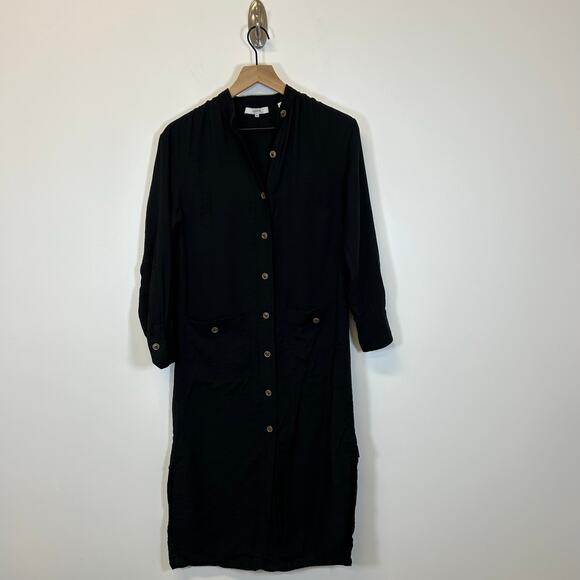 Vince Belted Button Down Dress in Black Size XXS - Picture 2 of 9